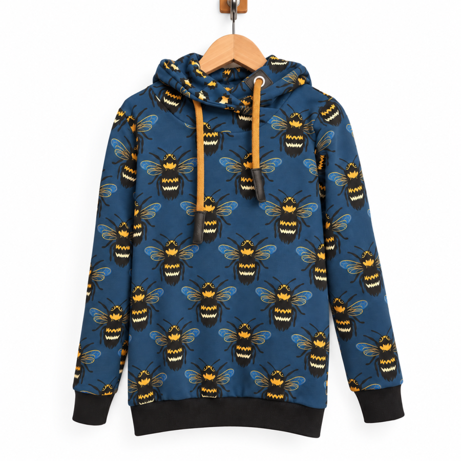 Hoodie [ Damen ] Bumblebee Blau (Bündchen schwarz)