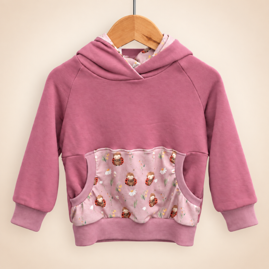Hoodie [ Kids 1-7 Jahre ] Ladybug Marienkäfer (Sweat altrosa) (Bündchen altrosa)