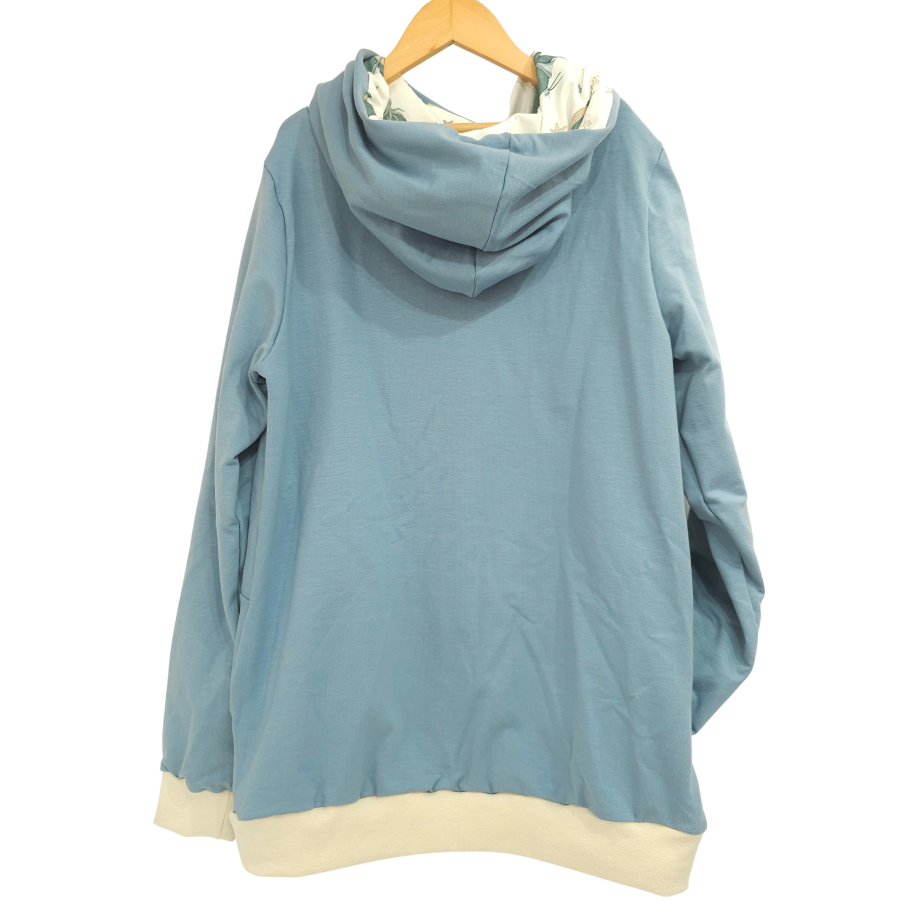 Hoodie [ Damen ] Küstenkind Wale Oktopus (Sweat taubenblau) (Bündchen beige)