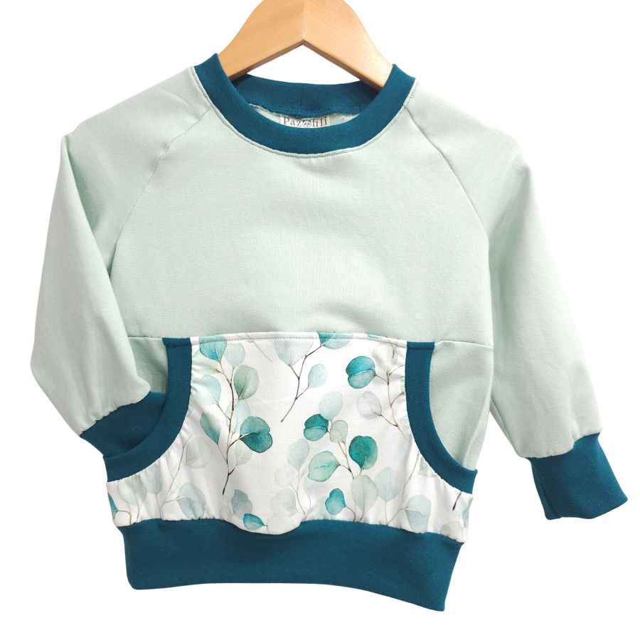 Pullover [ Kids 1-7 Jahre ] Eukalyptus (Sweat hell mint) (Bündchen petrol)
