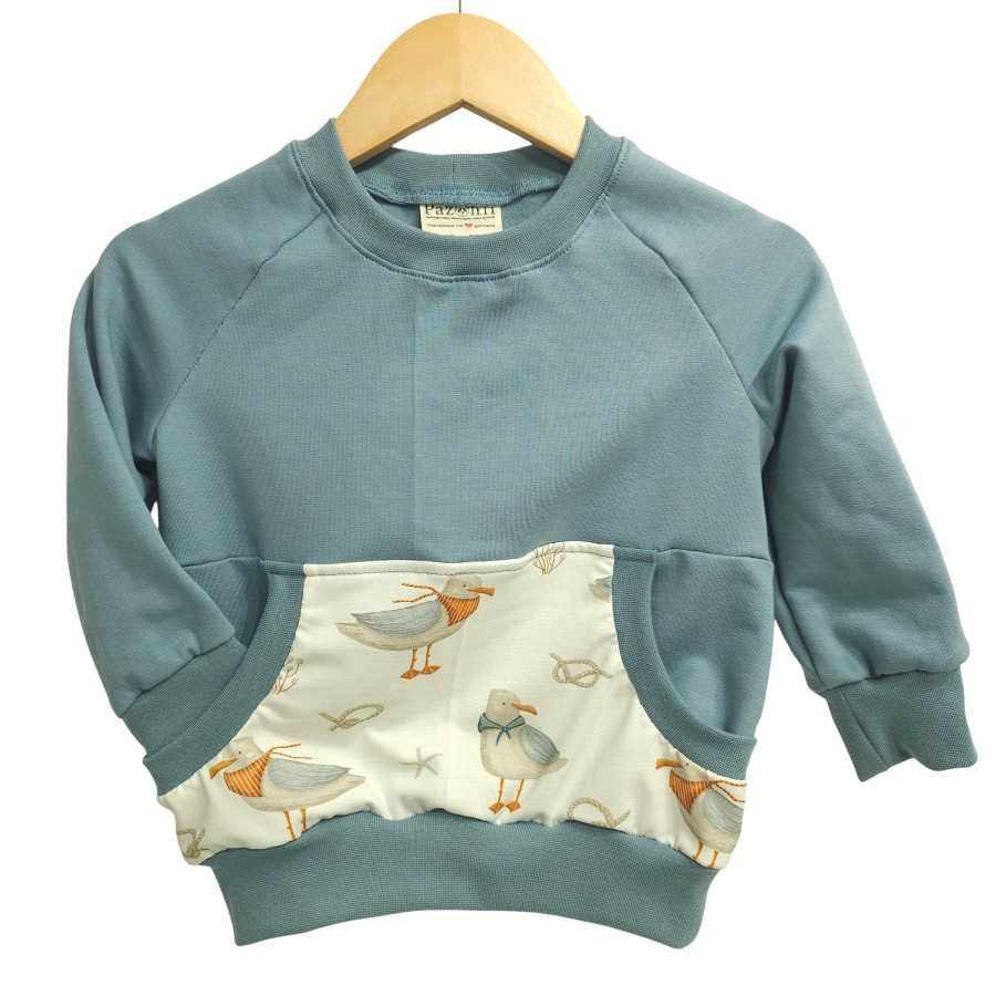 Pullover [ Kids 1-7 Jahre ] Küstenkind Möwe (Sweat taubenblau)