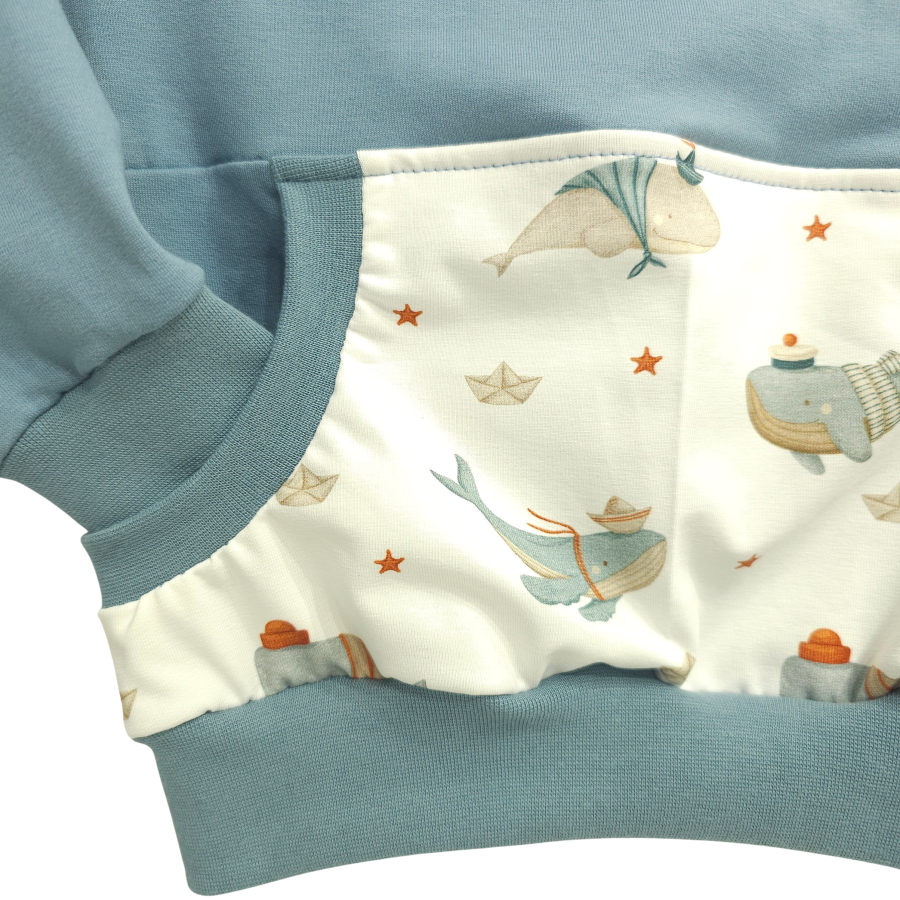 Pullover [ Kids 8-16 Jahre ] Küstenkind Wale Schiffchen (Sweat taubenblau)