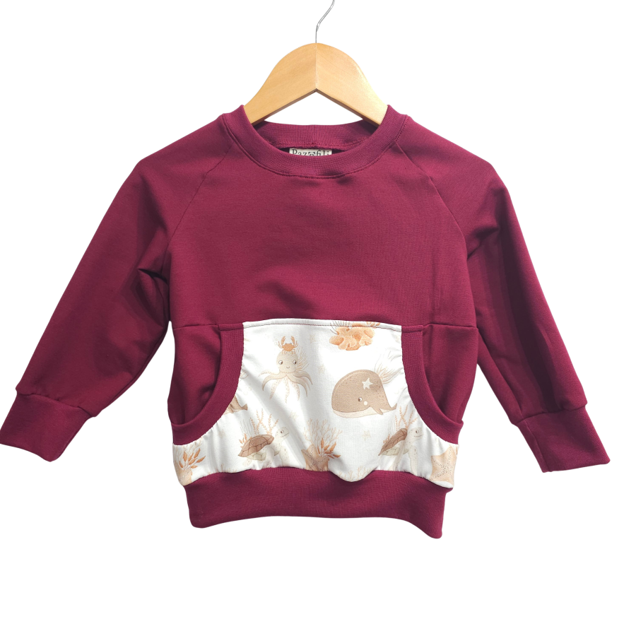 Pullover [ Kids 8-16 Jahre ] Ocean Dreams Meeresbewohner (Sweat bordeaux)