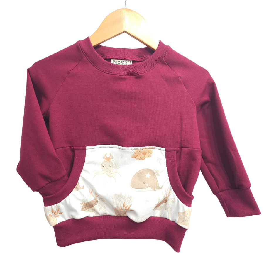 Pullover [ Kids 8-16 Jahre ] Ocean Dreams Meeresbewohner (Sweat bordeaux)