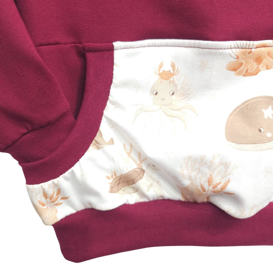 Pullover [ Kids 8-16 Jahre ] Ocean Dreams Meeresbewohner (Sweat bordeaux)