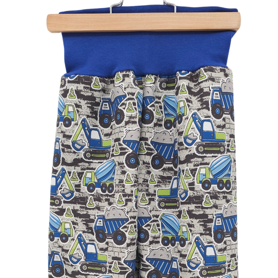 Softshell Hose blaue Baufahrzeuge