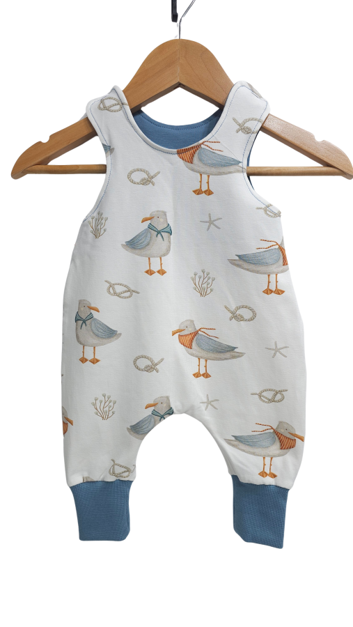 Strampler Küstenkind Möwe taubenblau