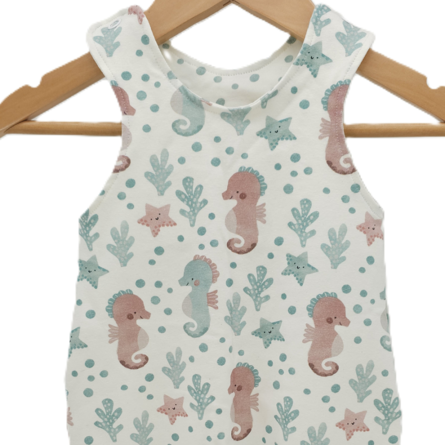 Strampler Under the Sea Seepferdchen (Bündchen beige)