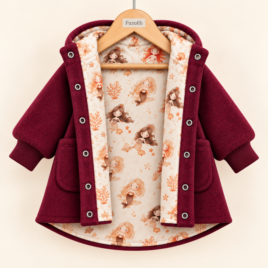 Walkjacke [ Kids 68-146  ] bordeaux Innen Ocean Dream Meerjungfrau