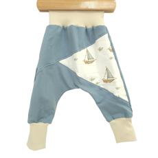 Pumphose Meno triangolo Küstenkind Boote Fische (Sweat taubenblau) (Bündchen beige)