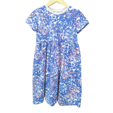 Basic Kleid Blau gesprenkelt (Bündchen grau) 86-128