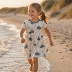 Basic Kleid Küstenkind Wale Oktopus (Bündchen beige) 86-128