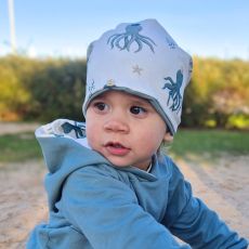 Wendebeanie Oktopus (innen taubenblau)