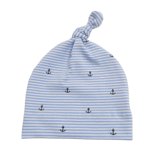 Knotenmütze Anker hell blau geringelt