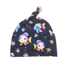 Knotenmütze Bunte Fische dunkel