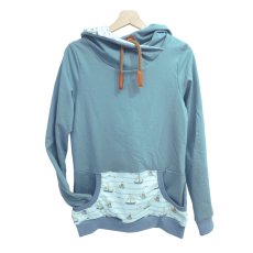 Hoodie [ Damen ] Küstenkind Boote (Sweat taubenblau) (Bündchen taubenblau)