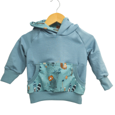 Hoodie [ Kids 8-16 Jahre ] Waldtiere Dachs [Taubenblau]