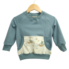 Pullover [ Kids 1-7 Jahre ] Küstenkind Boote Fische (Sweat taubenblau)