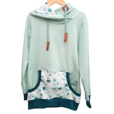 Hoodie [ Damen ] Eukalyptus (Sweat hellgrün) (Bündchen petrol)