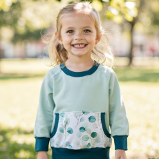 Pullover [ Kids 1-7 Jahre ] Eukalyptus (Sweat hellgrün) (Bündchen petrol)