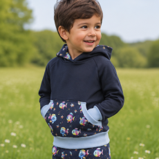 Hoodie [ Kids 1-7 Jahre ] Bunte Fische dunkel (Sweat marine) (Bündchen hell blau)